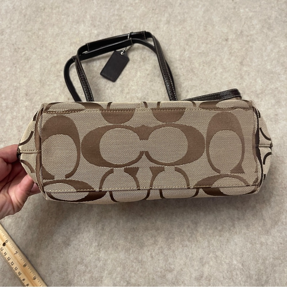 Coach Tan Signature Canvas Brown Strip and Trim Zip Tote Style F13548 Y2K 2000s - Picture 11 of 17